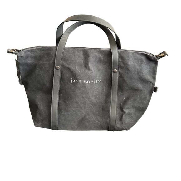 John Varvatos Canvas & Leather Tote Bag NWOT - Picture 1 of 5